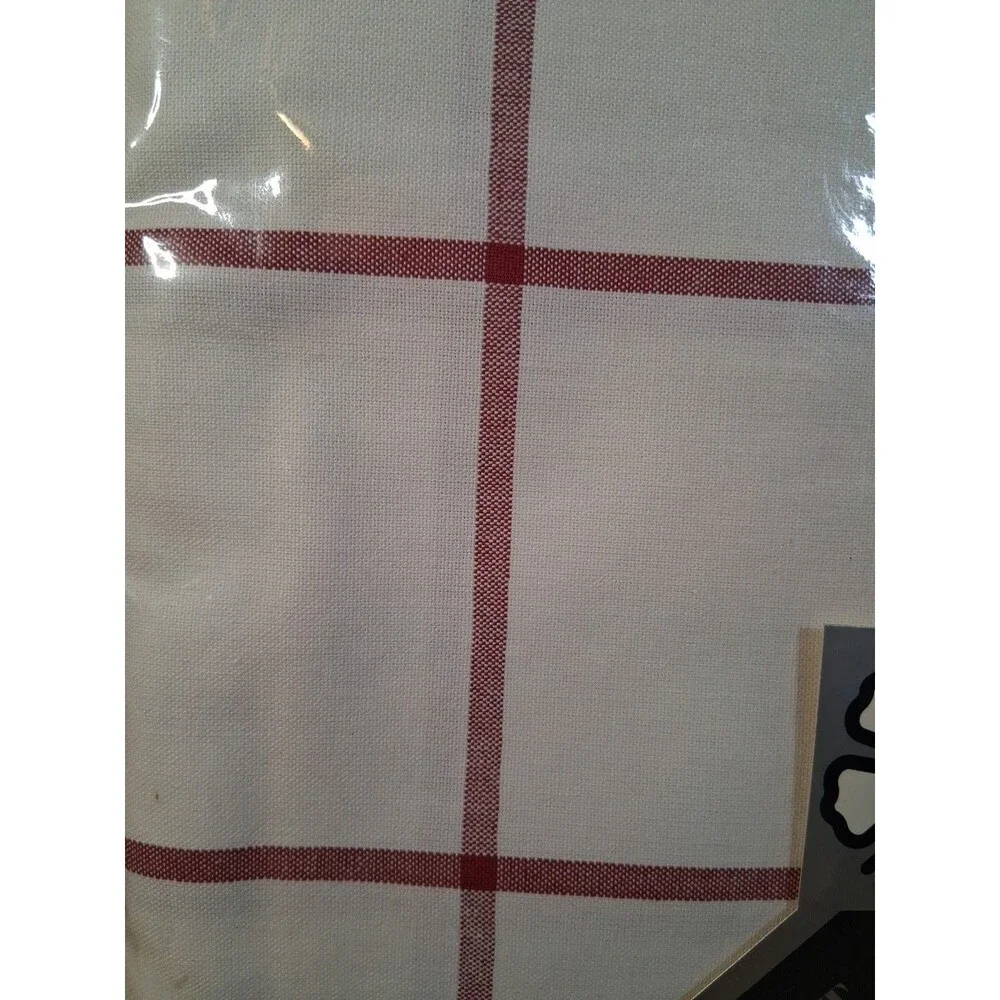 Vtg WesLyn 100% Cotton Tablecloth Red White French Windowpane 59x59